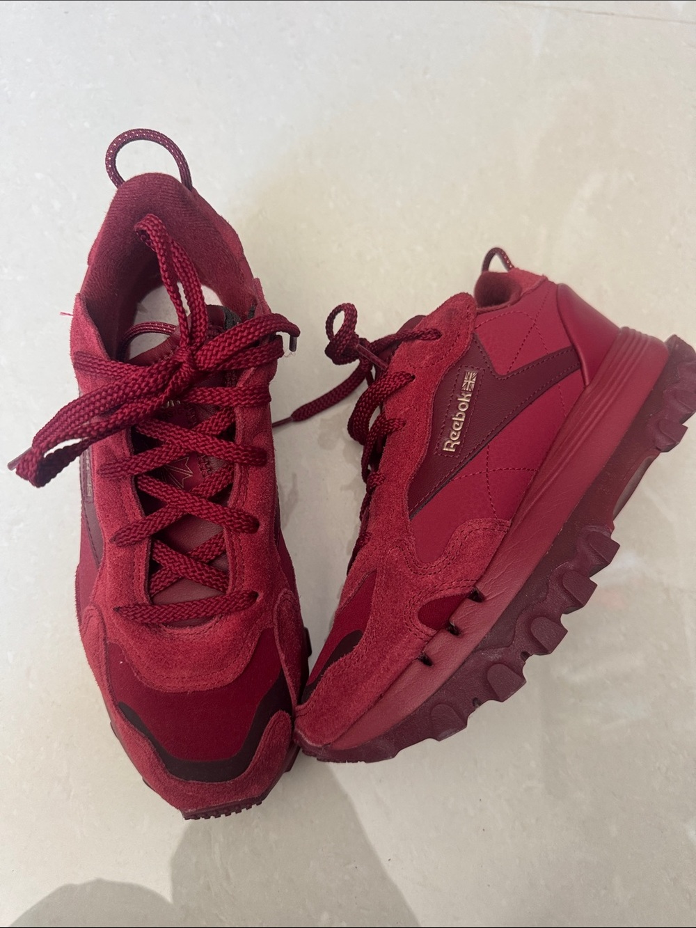 Reebok Burgundy Red Chunky Trail Sneakers
